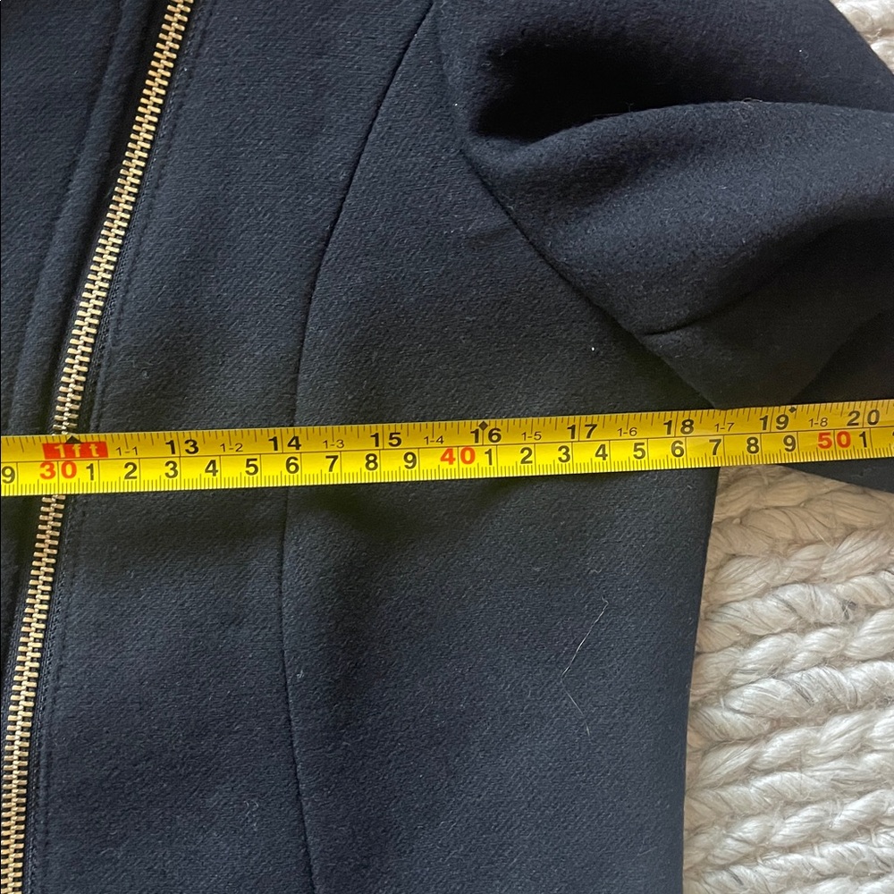 Cole Haan Wool Asymmetric Zip Coat | Minimalist Black Long Coat | Size 4 - Picture 12 of 12